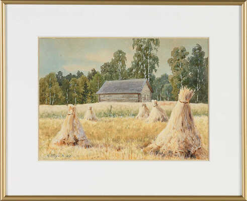 Бенуа-Конский Александр Александрович. Пейзаж со снопами.